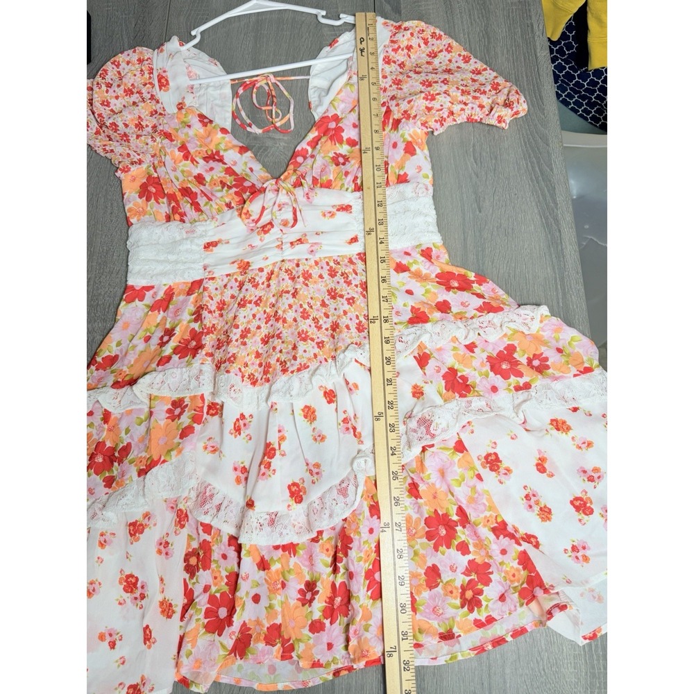 Altar'd State Aderny Floral Patchwork Mini Dress XL Cottagecore Coquette Lace - Picture 14 of 16